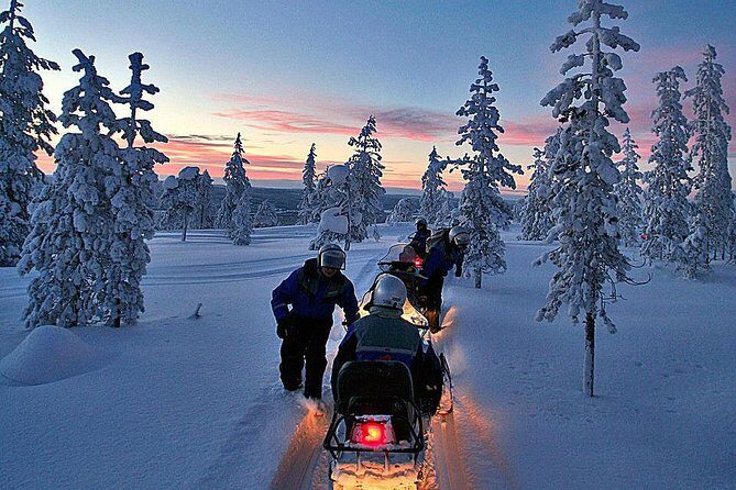 3-h Northern Light Safari by Snowmobiles From Levi - The bonfire meal: hot tea and roasted sausages in the dark