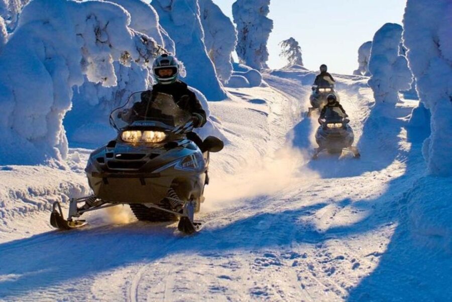 From Sirkka: Lapland Snowmobile Safari in Levi - The 12-to-18-mile route: snow fields, trees, and distant peaks